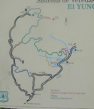 Sign at trail head of Bano de Oro